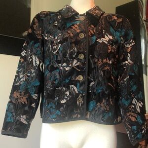 Christopher & Banks Black and Teal Floral Blazer